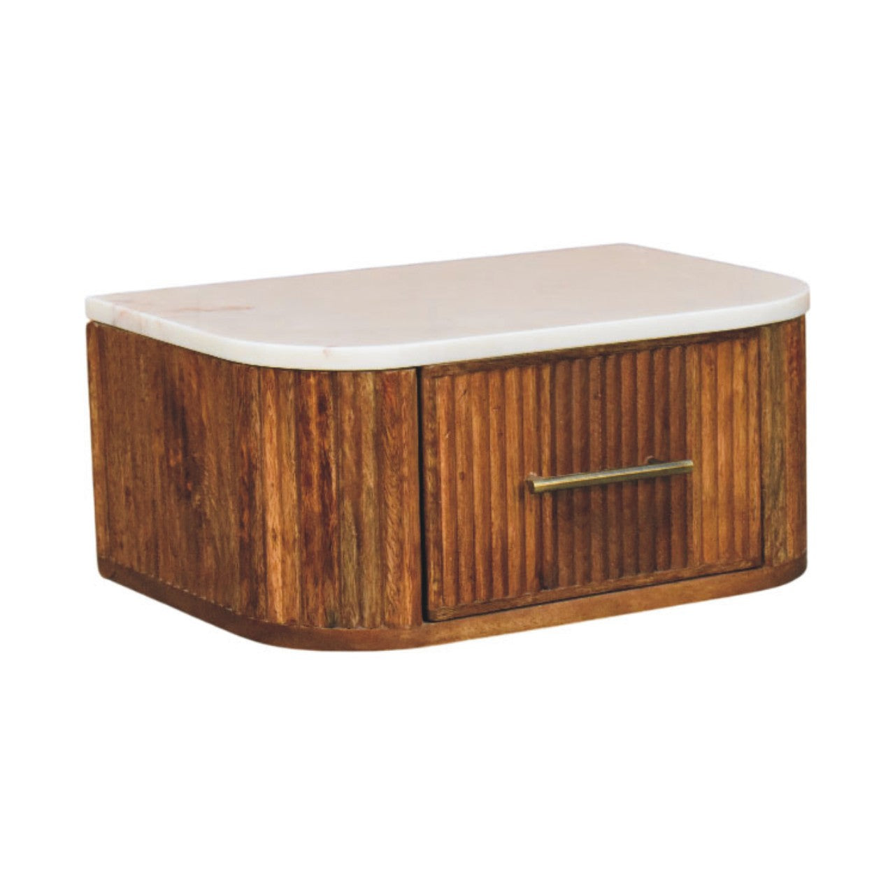 Beaumont floating bedside wall-mounted showing fluted front detail