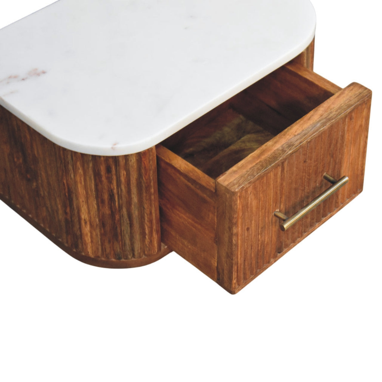 Beaumont floating bedside table side profile on wall
