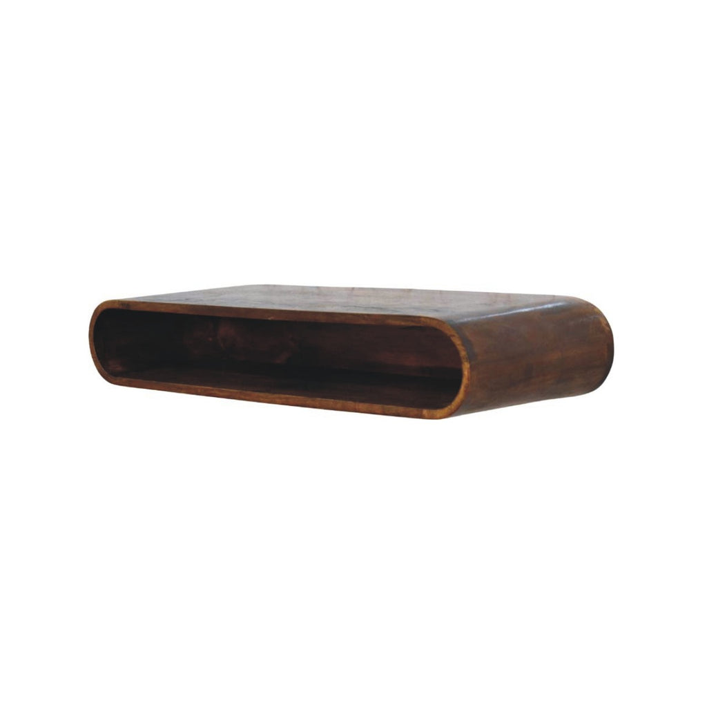 Arc chestnut media console side profile on wall