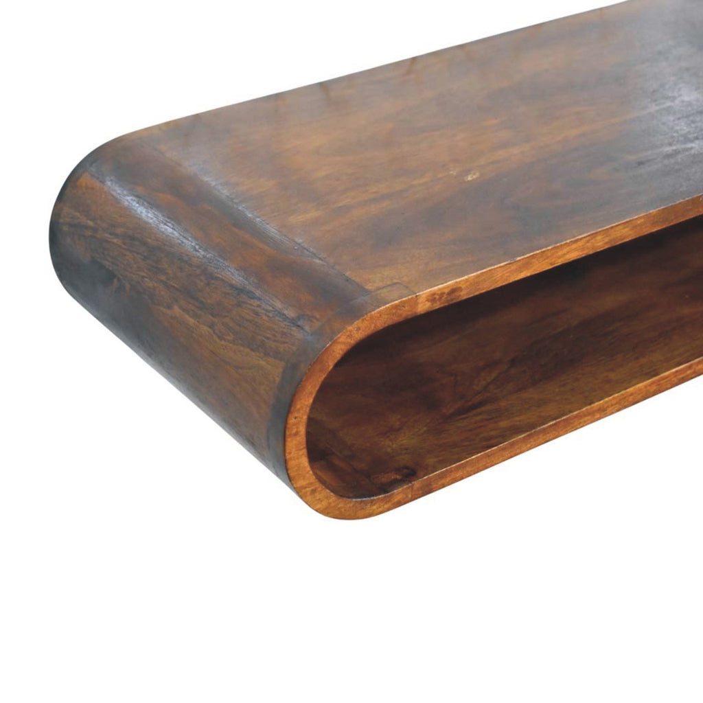 Arc mango wood console top surface view