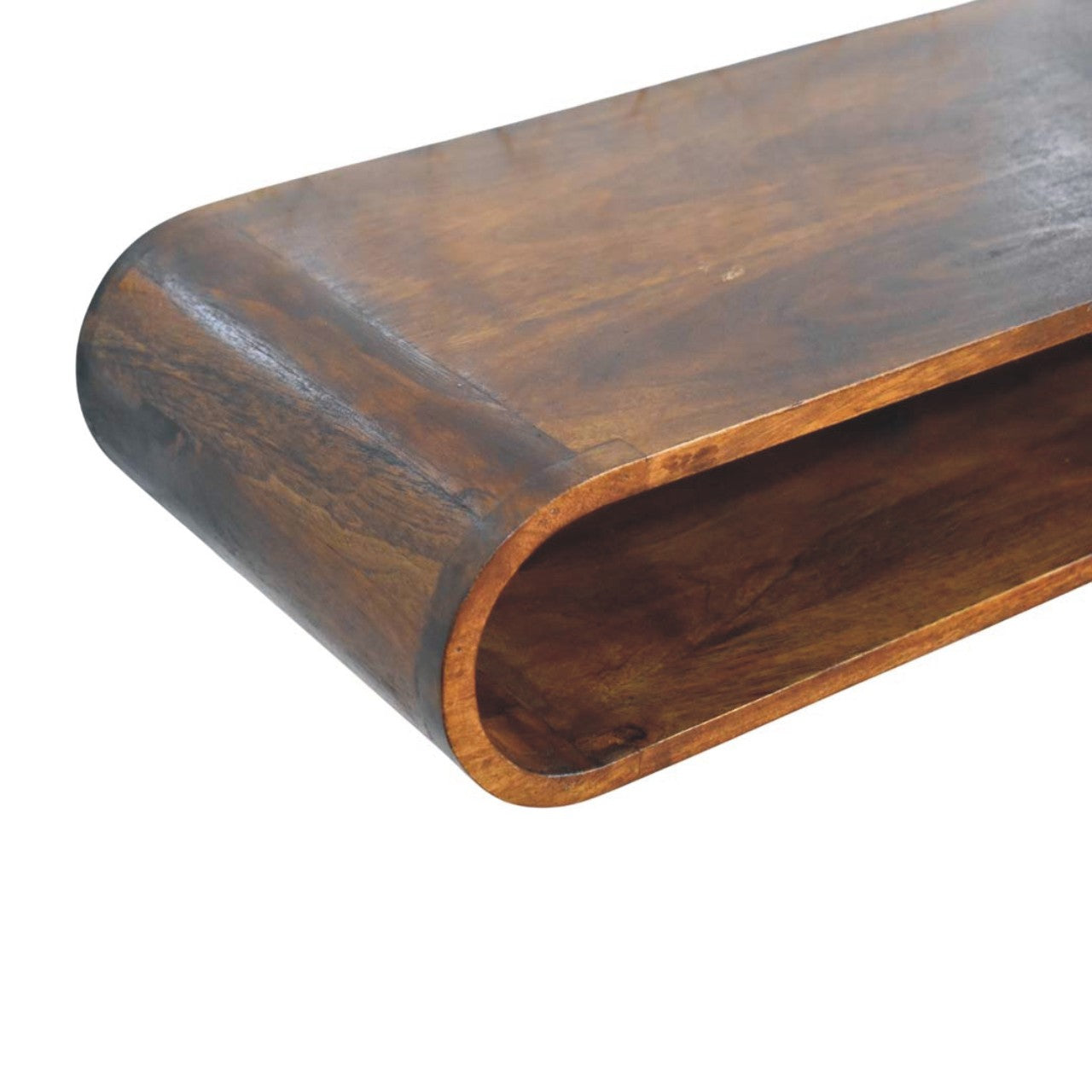 Arc mango wood console top surface view