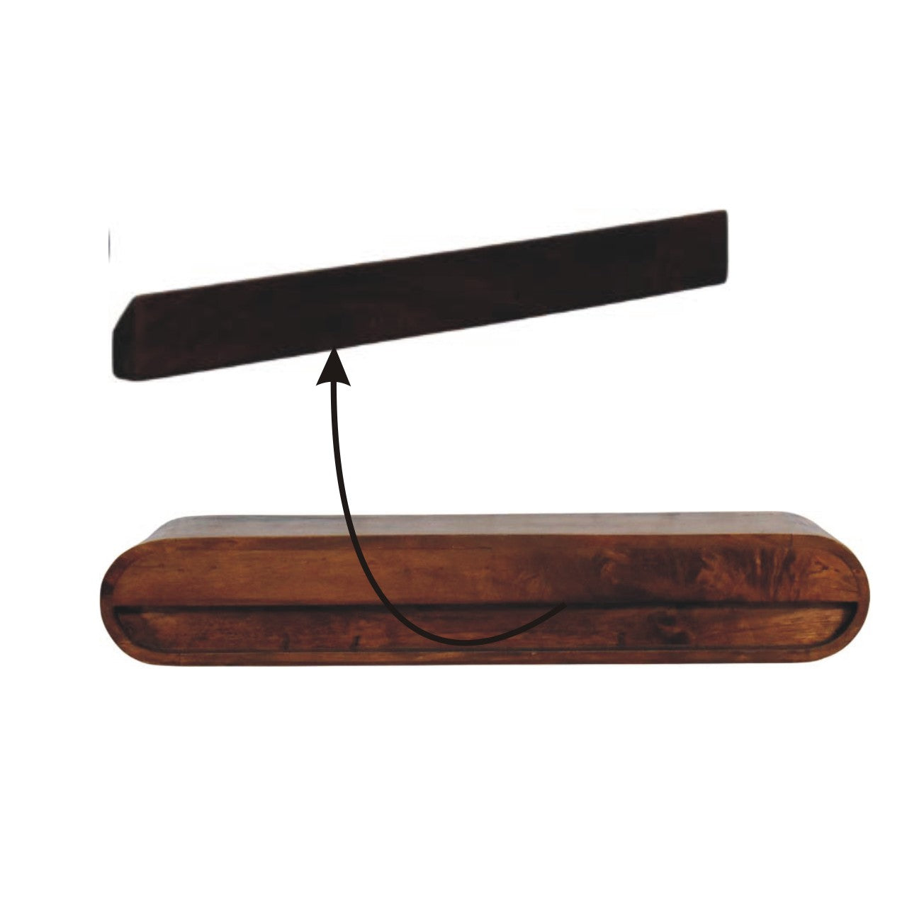 Arc chestnut console lifestyle modern living room setting