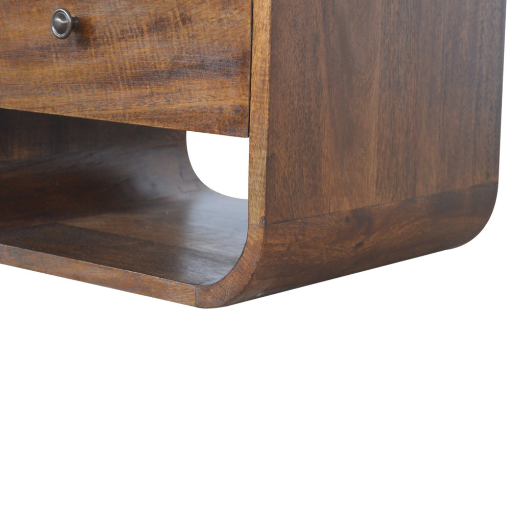 Chestnut curve bedside table top surface detail