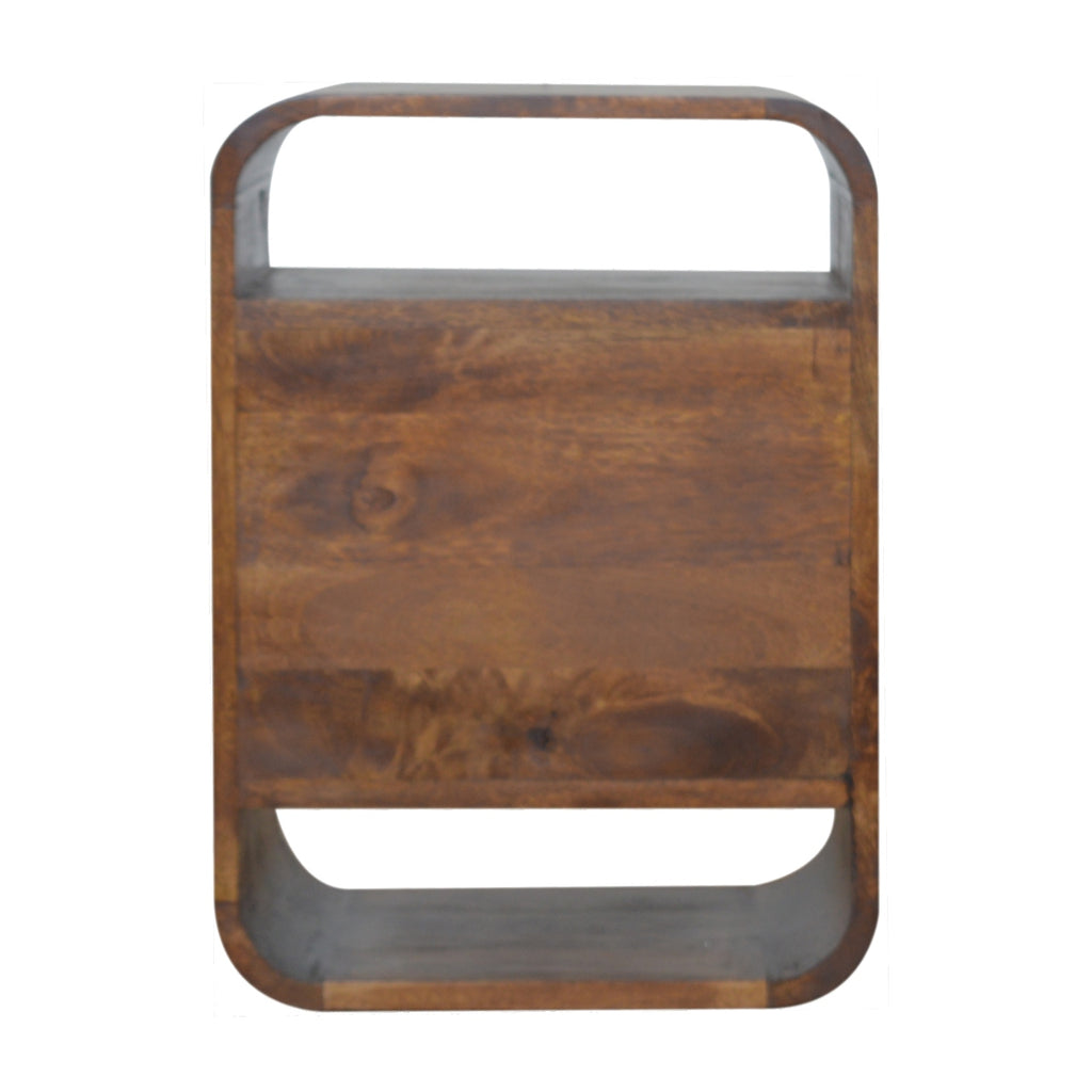 Chestnut 2-drawer bedside table lifestyle bedroom shot