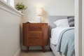 Sienna 3-drawer chestnut chest solid mango wood with brass knobs and Nordic legs – front view