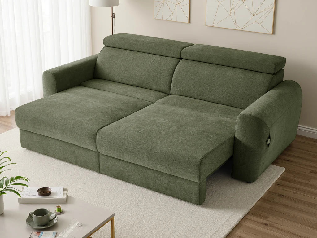 Fortardo green electric sofa bed full room living space view