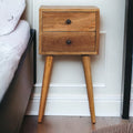 Astrid Mini Solid Wood 2 Drawer Bedside Table - Oak Finish