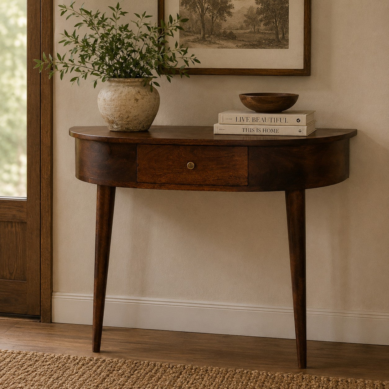 Lean Solid Wood Console Table - Chestnut Console