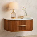 Milan Solid Wood Floating Bedside Table With Mable Top