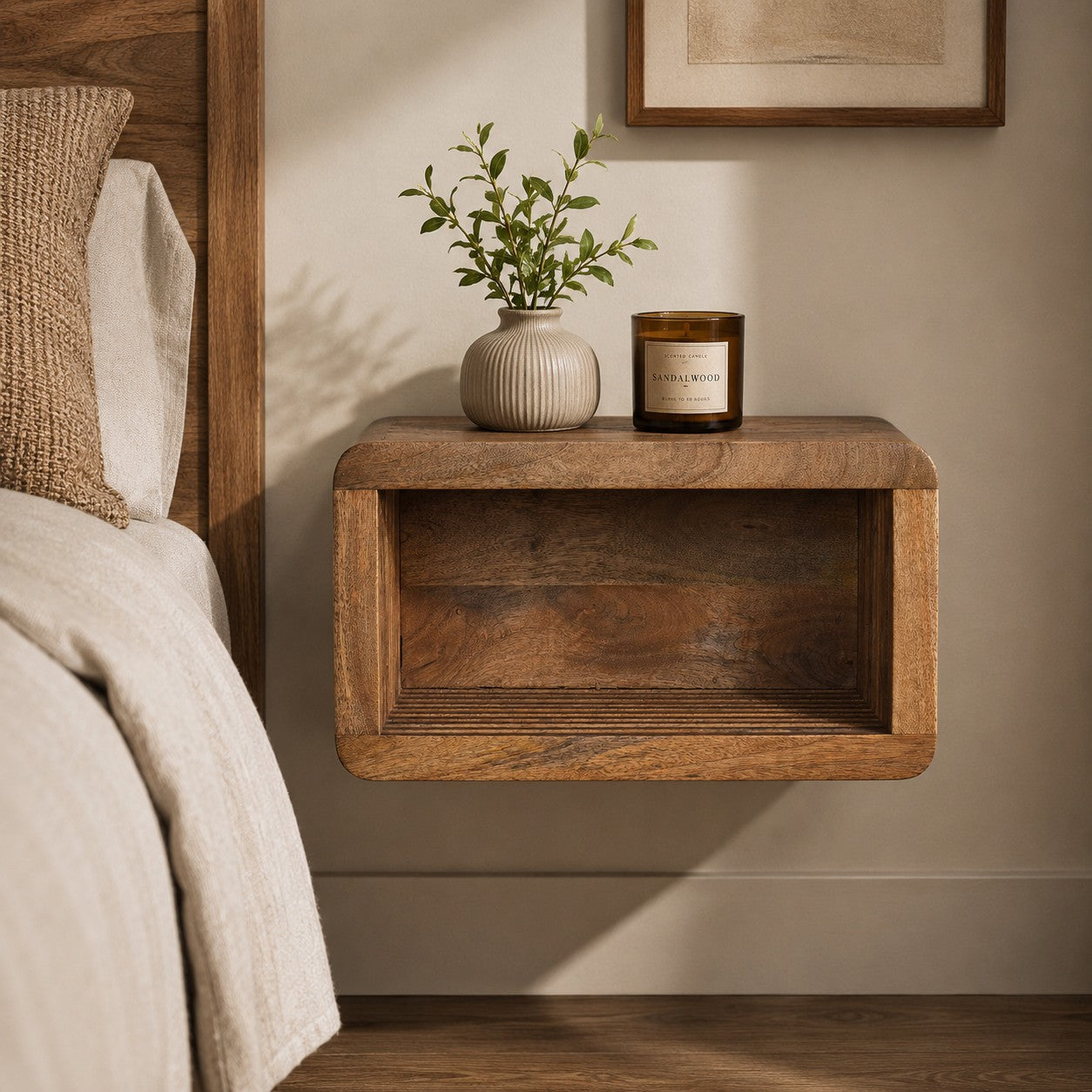 Soba Wall Mounted Bedside - Oak Finish