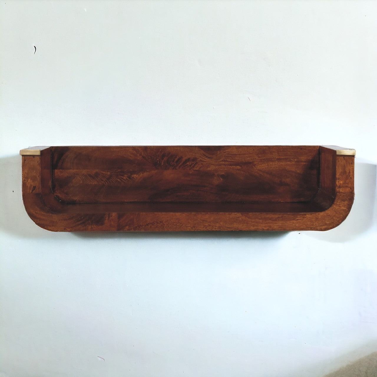 Cora floating Console Table Solid Wood - Chestnut Finish