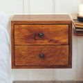 Astrid Mini Floating 2-Drawer Solid Wood Bedside Table - Chestnut Finish