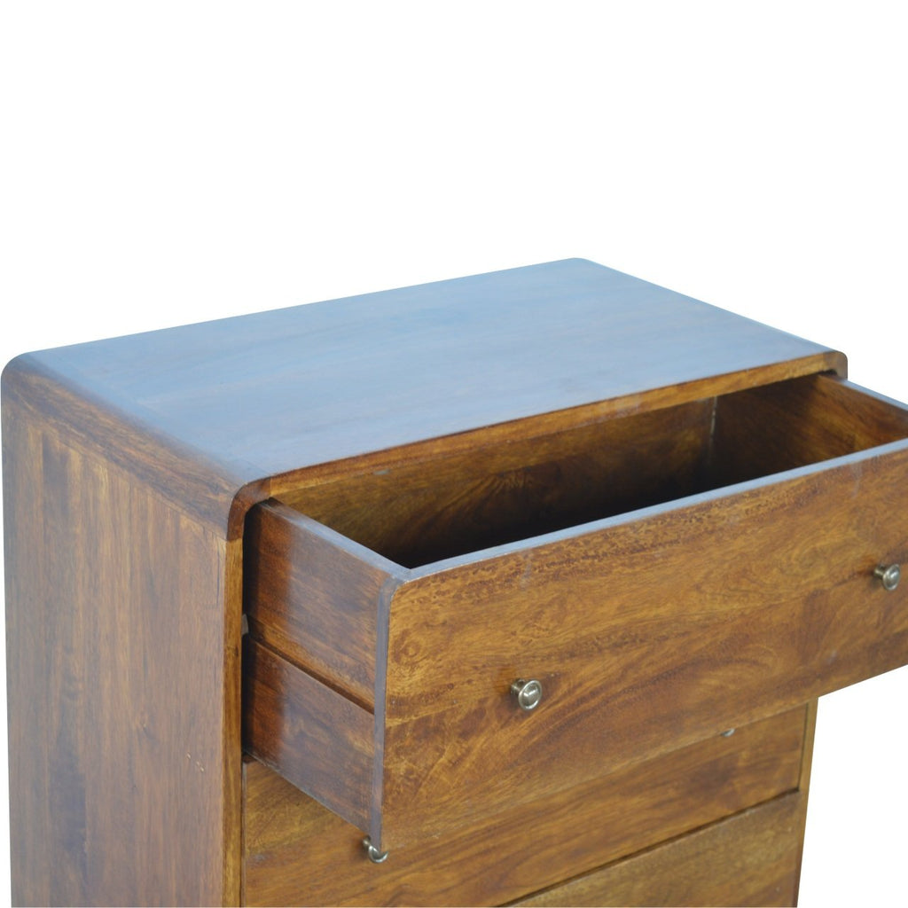 Nova chestnut chest top surface and knobs detail
