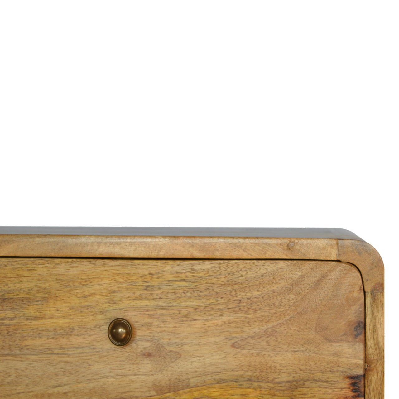 Luna floating 2-drawer oak bedside in compact bedroom