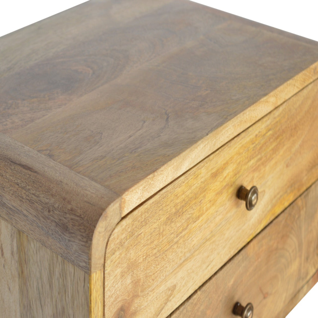 Luna floating oak 2-drawer bedside angled view