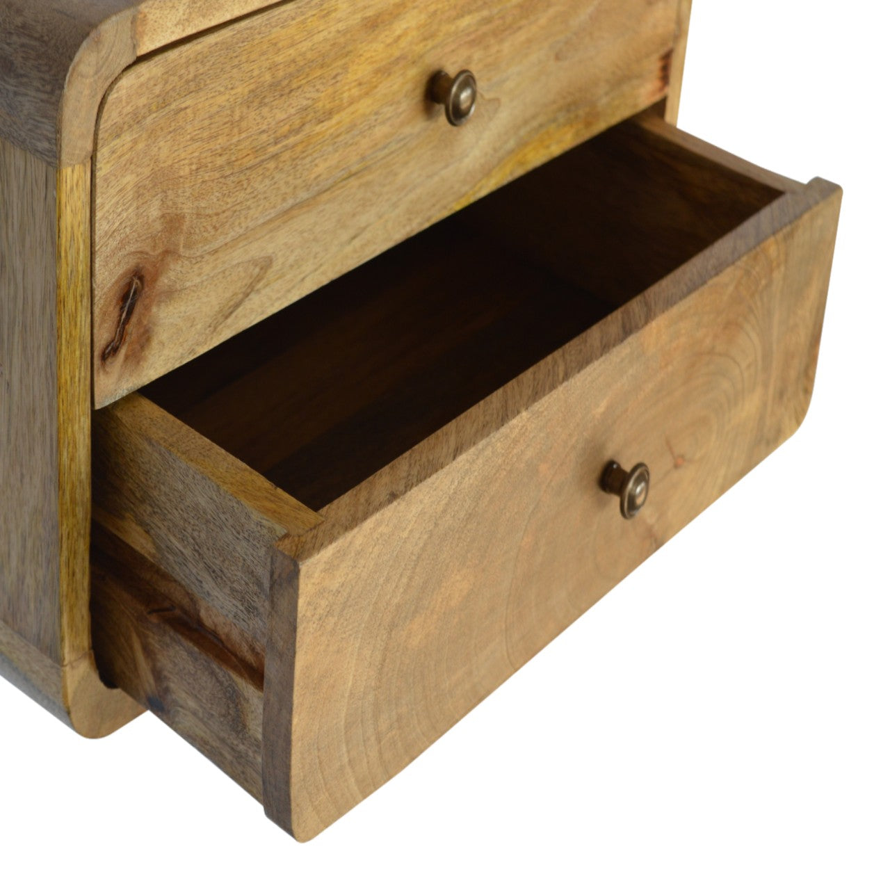 Luna oak 2-drawer bedside top surface view