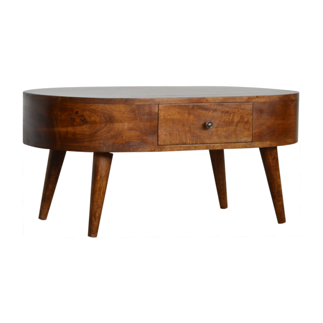 Viola coffee table drawer open showing interior storage