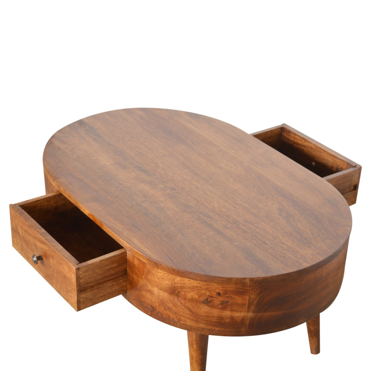 Viola chestnut round coffee table angled view