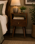 Astrid Mini 1 Drawer Solid Wood Bedside Table - Chestnut Finish